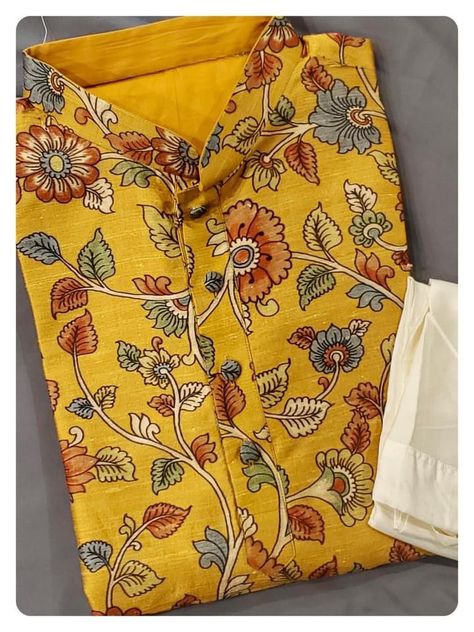 Kalamkari Mens Wear, Kalamkari Kurta Designs For Men, Bridegroom Outfits, Dhoti Pants For Men, Boys Dressy Outfits, Gents Suits, Latest Kurta Designs, Kids Wedding Outfits, Indian Wedding Clothes For Men