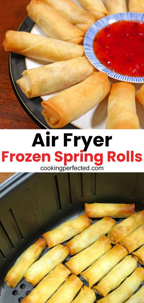 Spring Roll Air Fryer Recipes, Air Fryer Pork Spring Rolls Recipe, Frozen Spring Rolls In Air Fryer, Spring Rolls Air Fryer Recipe, Spring Roll Air Fryer, Air Fryer Frozen Vegetable Recipes, Chinese Food Recipes Air Fryer, Airfryer Spring Rolls, Air Fryer Lumpia Frozen