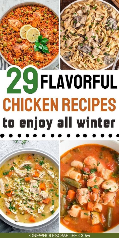 Collage of chicken recipes for winter. Cold Weather Recipes, Food Chicken Recipes, The Best Chicken Recipes, Recipes For Winter, Rotisserie Chicken Soup, Cold Weather Comfort Food, Comfort Food Chicken, Hot Cocoa Recipe, Cold Weather Food