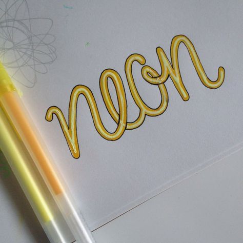 Font Lettering, Light Font, My Yellow, Coloring Tips, Hand Lettering Tutorial, Lettering Tutorial, Neon Lights, Letter Writing, Lettering Fonts