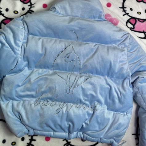 baby phat x forever 21 medium sized baby blue puffer... - Depop Baby Phat Outfits, Baby Phat 2000s, 2000s Baby, Blue Vibes, Casual Couture, Blue Puffer Jacket, Navy Outfit, Blue Puffer, People Clothes