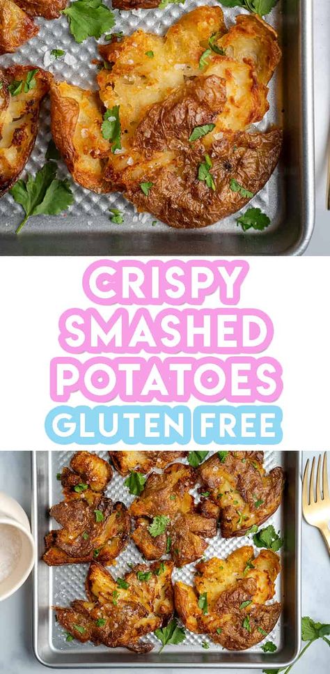 Crispy Smashed Potatoes Recipe (vegan, dairy free, low FODMAP) Non Dairy Potato Recipes, Fodmap Potato Recipes, Low Fodmap Vegan Dinner, Dairy Free Low Fodmap Recipes, Low Fodmap Mashed Potatoes, Low Fod Map Recipe, Fodmap Recipes Dinner Easy, Low Fodmap Potatoes, Low Fodmap Sides Easy Recipes