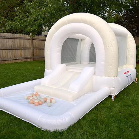 Bounceland Daydreamer Creamsicle Bounce House w/Ball Pit, Neutral Bouncer, 11.8 ft L x 6.9 ft W x 5.9 ft H, UL Blower Included, Basketball Hoop, 30 Pastel Plastic Balls, Trendy Bouncer for Kids Inflatable Bouncers, Neutral Rainbow, Kids Gift Guide, Ball Pit, Basketball Hoop, Bounce House, Baby Care, Pharmacy Gifts, Smart Home