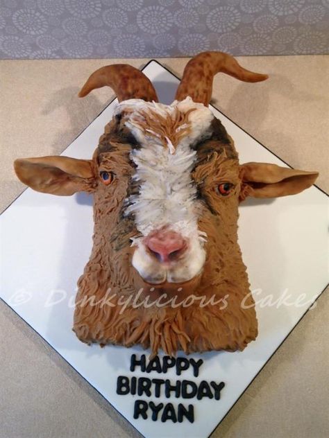 Goat Cake - cake by Dinkylicious Cakes Ffa Cake, Goat Cake, Goat Milking, Buttercream Birthday Cake, Eid Cake, Succulent Cake, Lemon Sponge, 70th Birthday Cake, Modelling Chocolate