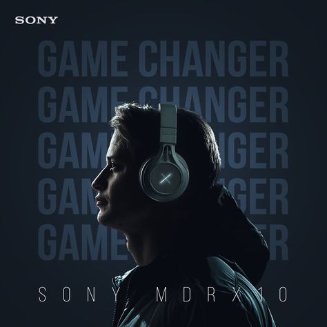 Sony MDRX10 social media ad post 1:1 size🎧 Headphones Creative Ads, Headphone Photoshoot, Sony Advertising, Headphone Advertisement, Sony Poster, Headphone Ads, Mobile Advertising Design, Headphone Design, Commercial Music