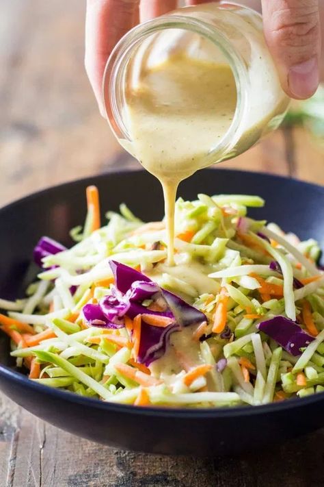 Slaw Dressing Recipe, Broccoli Slaw Dressing, Healthy Broccoli Slaw, Broccoli Slaw Salad, Coleslaw Dressing Recipe, Broccoli Slaw Recipes, Healthy Dressing Recipes, Best Broccoli, Slaw Dressing