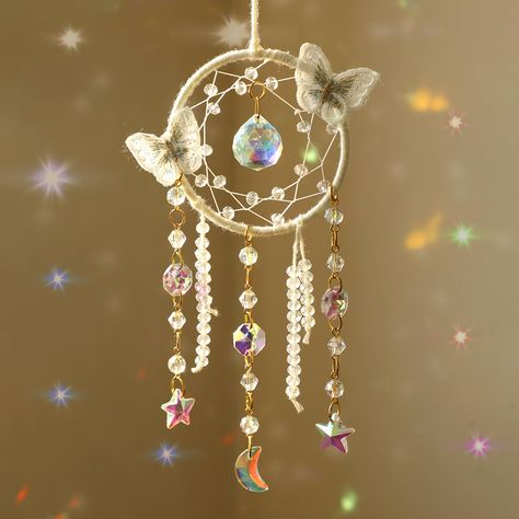 PRICES MAY VARY. 🌈【BUTTERFLY CRYSTAL DREAM CATCHER】- Our dream catcher is a unique blend of tradition and beauty, combining butterfly dream catcher with crystal suncatcher. can ward off negative energies and collect the raibow of sunlight. dream catcher is durable ,well crafted and very pretty 🌈【BOHO DREAM CATCHERS WALL DECOR】- These small dream catchers are perfect decoration to your home. Whether used as a dream catcher wall decor or hung on bedroom walls, ceilings, or window decoration. The Metal Dream Catcher, Dream Catcher Beads, Boys Boho Bedroom, Dream Catcher With Beads, Butterfly Dream Catcher, Boho Suncatcher, Beaded Suncatchers, Dream Catcher Wall Decor, Crystal Dream Catcher