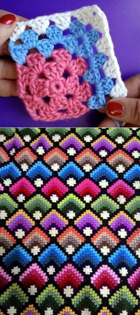 Motifs Afghans, Granny Square Crochet Patterns Free, Crochet Fun, Crochet Blocks, Crochet Afghans, Crochet Square Patterns, Granny Square Crochet Pattern, Crochet Free, Square Patterns