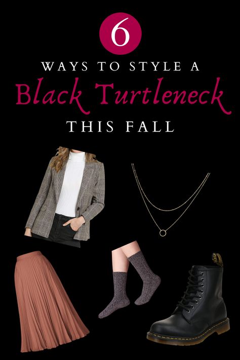 Fall fashion is a favorite of many (including myself) and while this is probably for many reasons, I think a lot of it has to do with the fact that we can finally have a little more fun with layering and textures. Here are six ideas to incorporate your favorite black turtleneck into outfits this fall and winter. Black Turtleneck Layering Outfit, Styling A Black Turtleneck, Turtleneck Layering Outfit, Black Turtleneck Layering, Style A Black Turtleneck, Turtleneck Outfit Layering, Slow Changes, Turtleneck Layering, Turtleneck Outfit