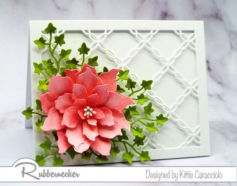 A New Lattice Die From Rubbernecker! Rubber Stamping Ideas, Rubber Stamping Techniques, Cardmaking Techniques, Best Friend Cards, Friend Cards, Poinsettia Cards, Die Cut Card, How To Make Decorations, How To Make Stencils