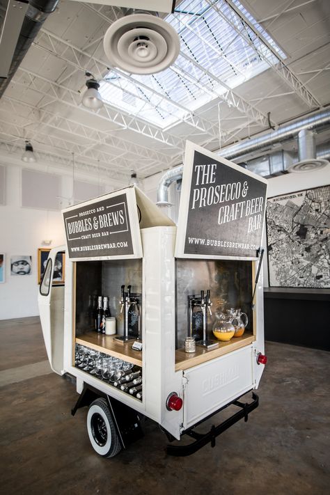 Beer Cart, Prosecco Van, Trailer Bar, Bar On Wheels, Mobile Bars, Beer Truck, Piaggio Ape, Cart Ideas, Craft Beer Bar