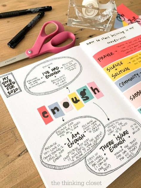 Word Journal Ideas, One Word For The Year, Word Of The Year Journal Page, Word Of The Year Journal, Word Of The Year Bullet Journal, Dream Mapping Ideas, My Mapping Ideas Cute, My Mapping Ideas, One Word Project