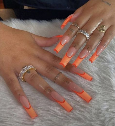 Orange Acrylic Nails, Nails Yellow, Nails Pretty, Nagellack Trends, Long Acrylic Nail Designs, Drip Nails, Smink Inspiration, Glow Nails, Long Acrylic Nails Coffin