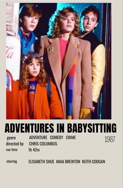 Adventures in babysitting 1987 movie info poster Adventures In Babysitting 1987, 80s Films, Info Poster, Chris Columbus, Adventures In Babysitting, Printable Wall Collage, Elisabeth Shue, Polaroid Posters, Iconic Movie Posters