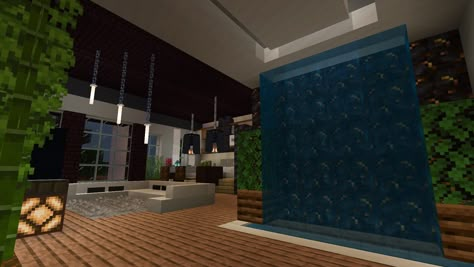 Minecraft Entertainment Room, Mincraft Idea Living Room Modern, Minecraft Chill Room, Minecraft House Decor Ideas Living Room, Minecraft Backyard Ideas, Minecraft Modern Interior, Minecraft Interior Design Living Rooms, Minecraft Backyard, Mc Interior