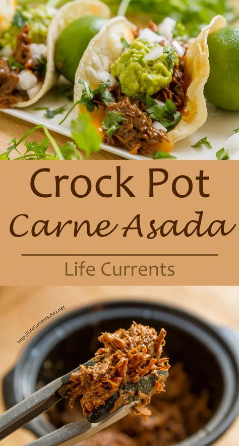 Carne Asada Slow Cooker, Crock Pot Carne Asada, Carne Asada Recipes Easy, Slow Cooker Carne Asada, Asada Recipes, Carne Asada Recipes, Carne Asada Tacos, Slow Cooker Roast, Crockpot Roast