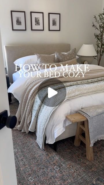 Target Bedding Ideas, Layered Bedding Ideas, Transitional Home Design, Target Bedding, Affordable Bedroom, Chunky Knit Throw Blanket, Bedroom Styling, Airbnb Design, Transitional Home