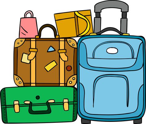 View full size Suitcase Baggage Travel - Luggage Cartoon Clipart  and download transparent clipart for free! Like it and pin it. Suit Cases Travel, Travel Stickers Printable, Peg Bags, Travel Clipart, Bag Illustration, School Theme, Travel Theme, Travel Stickers, Drawing Simple