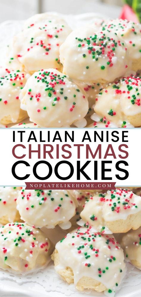 These Good Italian Anise Christmas Cookies are traditional Christmas cookies with a tasty anise glaze and topped with nonpareils. These homemade cookies are the best Italian dessert recipe! Save this pin. Anise Cookie Recipe, Italian Anise Cookies, Italian Christmas Cookie Recipes, Xmas Cookies Recipes, The Best Christmas Cookies, Christmas Cookies Recipe, Anise Cookies, Traditional Christmas Cookies, Christmas Cookie Recipes Holiday