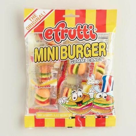 Efrutti Gummy, Gummy Burgers, Chocolate Candy Brands, Sweet Sushi, Mini Burger, Healthy Candy, Food Wishes, Mini Burgers, Sleepover Food