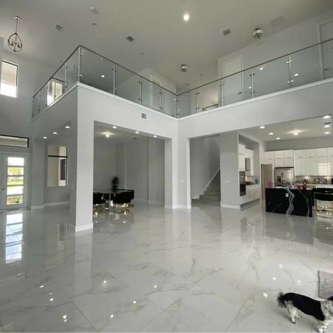 Modern House Inside, White Home Aesthetic, House Inside Design, Dream House Inside, Modern Mansion Interior, Luxury Mansions Interior, Two Story House Design, Marble Floors, Dream Life House