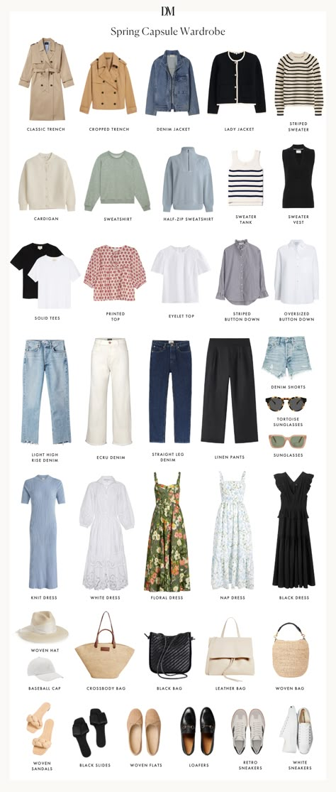 2024 Spring Capsule Wardrobe: The Pieces to Wear This Season Travel Capsule Wardrobe Spring, Autumn Capsule Wardrobe, Chic Capsule Wardrobe, Minimalist Wardrobe Capsule, Capsule Wardrobe Casual, Capsule Wardrobe Women, Spring Summer Capsule Wardrobe, Loss Hair, Capsule Wardrobe Essentials