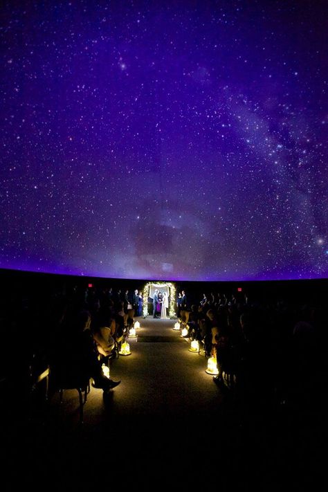 Planetarium Wedding, Starry Wedding, Large Wedding Venues, Science Wedding, Franklin Institute, Galaxy Wedding, Starry Night Wedding, Martin Thornburg, Sophia Tolli