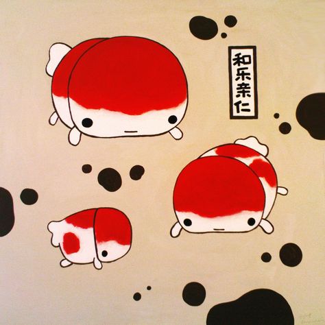 Fish Stickers, Koi Fish, Koi, Fish, Writing, Red, White, Black