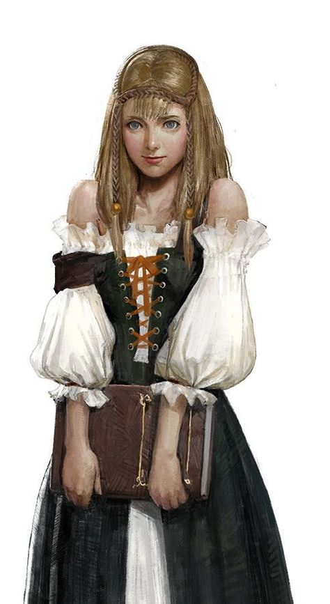 Dnd Peasant, Medieval Peasant Woman, Fantasy Peasant, Peasant Art, Female Farmer, Dungeons And Dragons Characters, Female Human, Character Design Animation, Fantasy Dress