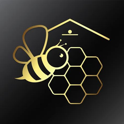 Hive Logo, Abstract Vector Art, Bee Vector, Bee Sketch, Honey Label Design, Logo Bee, Bee Icon, Honey Logo, Bee Artwork