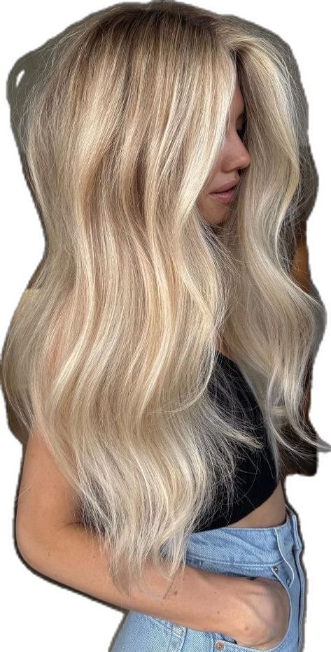 Strawberry Blonde Balage, Blonde Hair Reverse Balayage, Blonde Balayage For Long Hair, Cool Blonde Hair Inspiration, Blonde Hair Tip Out, Styled Blonde Hair, White Yellow Blonde Hair, Level 8 Hair Color Blondes, Balage With Money Piece