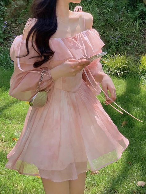 Pink Kawaii Dress, Princess Fairy Dress, Pink Dress Short, Princess Fairy, Style Kawaii, Party Mini Dress, France Vintage, Kawaii Dress, Dress Chiffon