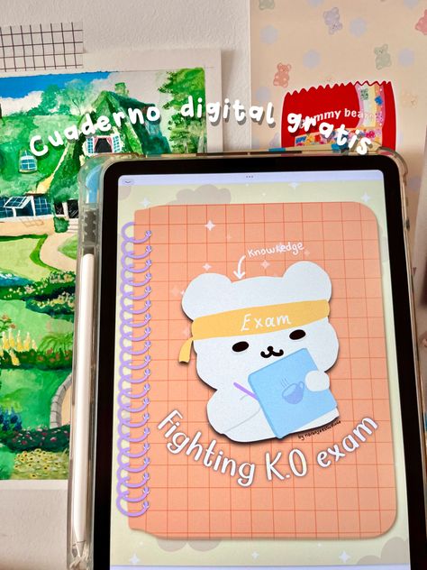 Oso, examen, kawaii, cuaderno, aesthetic Digitalart Aesthetic, Bullet Journal, Tablet, Notebook, Instagram