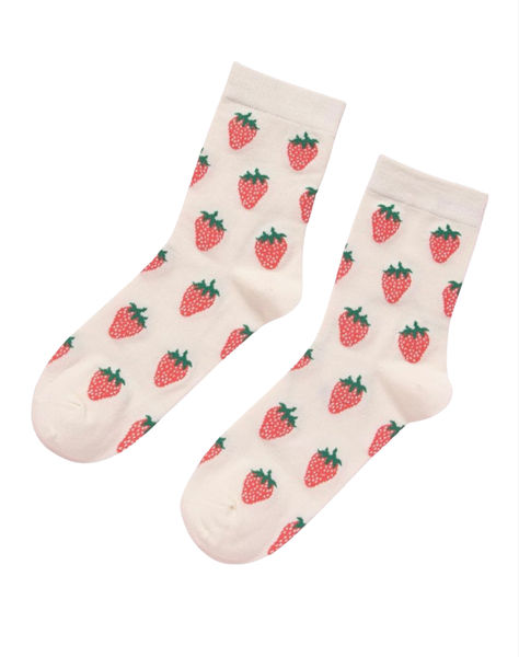 Strawberry Socks, Strawberry Pattern, Print Socks, Women Crew Socks, Strawberry Print, Athletic Running, Latest Jewellery, Socks Women, Crew Socks