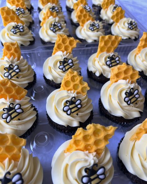 Chocolate + Funfetti cupcakes for a Winnie the Pooh order 🐝 . . . . . #babyshower #bees #winniethepooh #babyshowerideas #inspo #dessert #desserts #dessertporn #food #foodporn #foodphotography #foodstagram #feedfeed #feedfeedbaking #baltimore #baltimorebaker #bakery #yum #yummy #fyp #supportlocal #supportsmallbusiness Eeyore Desserts, Pooh Bear Cupcakes, Winnie The Pooh Cupcakes Ideas, Winnie The Pooh Cupcakes, Bee Cupcakes, Funfetti Cupcakes, Purple Cake, Bear Cupcakes, Baby Cupcake