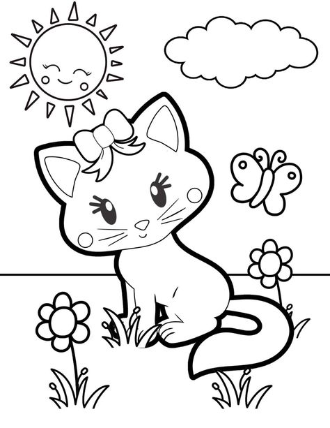 Free Kitty Coloring Pages, Colouring Pages For Kindergarten, Pets Coloring Pages Free Printable, Colouring Pictures For Kids Free Printable, Kitty Cat Coloring Pages Free Printable, Free Cat Coloring Pages Printables, Pet Coloring Pages Free Printables, Coloring For Kindergarten Free Printable, Kindergarten Coloring Pages Free Printables