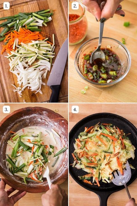 Korean Food Recipes Diet, Asian Leek Recipes, Jeon Recipe Korean Style, Korean Veggie Sides, Korean Healthy Food Recipe, South Korean Food Recipes Easy, Quick Korean Recipes, Korean Zucchini Side Dishes, Korean Broccoli Side Dish