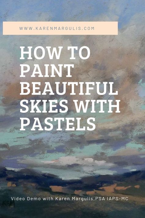 Karen Margulis is an award winning pastel artist who loves to share tips and techniques to help you create stronger paintings. In this video Karen demonstrates how to paint a beautiful light filled sky and clouds that look natural and full of color. Soft Pastel Clouds Tutorial, Oil Pastel Seascape, Karen Margulis Pastel, Simple Pastel Painting, Pastel Clouds Painting, Chalk Pastel Techniques, Pastel Painting Ideas, Pastel Seascape, Pastel Tutorial