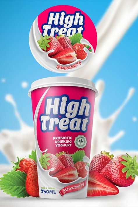 We present one of our most delicious packages created for our international partner "High Treat" yogurts Due to the well-designed packaging, your product attracts the customer's attention at first sight and speaks about its high quality👌 Trust the packaging design of your product to us....... #yogurt #fruityogurt #packagingdesign #yogurtpackagingdesign #labeldesign #BeaverBrandingAgency #GraphicDesign #Branding #PackagingDesign #LogoDesign Yogurt Packaging Design, Yoghurt Packaging, Yogurt Packaging, Fruit Yogurt, Professional Packaging, Creative Advertising Design, Perfume Packaging, Homemade Cleaning Products, Food Poster Design