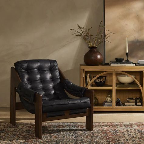 New Arrivals Leather Sling Chair, Black Leather Chair, Bassano Del Grappa, Leather Lounge Chair, Leather Lounge, Four Hands, Leather Armchair, Occasional Chairs, Top Grain Leather