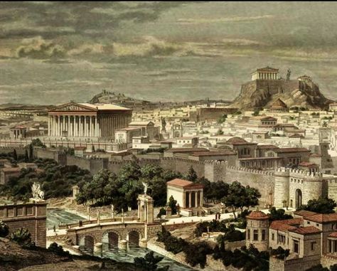 Ancient Athens Greece History, Greece Architecture, Ancient Athens, Classical Greece, Greek Warrior, Rome City, Ancient Greek Art, Roman City, Ancient Greek Architecture