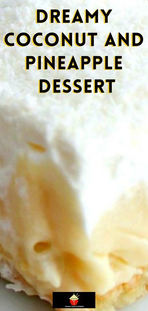 Dreamy Coconut and Pineapple Dessert. Layers of creamy smooth homemade coconut pudding, pineapple on a bed of pineapple-infused lady's fingers & covered with a dreamy whipped cream topping. Pineapple Dessert Easy, Pineapple Pudding, Pineapple Dream Dessert, Whipped Cream Desserts, Whipped Cream Topping, Pineapple Dessert, Great British Food, Pineapple Dessert Recipes, Fast Desserts