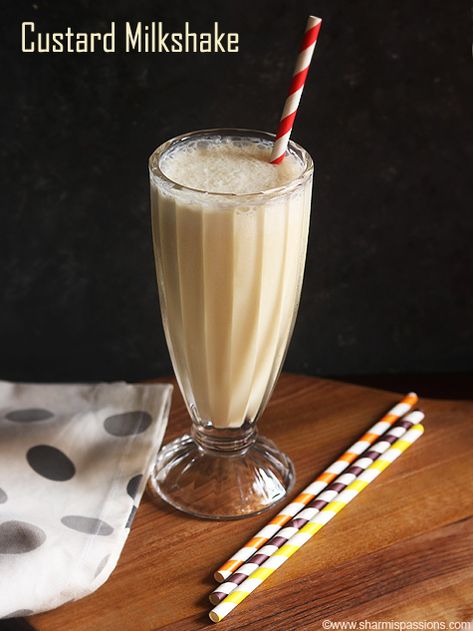 vanilla custard milkshake recipe Custard Milkshake, Custard Powder Recipes, Bird's Custard, Dairy Recipes, Canned Blueberries, Specialty Drinks, Cold Coffee Recipes, Fresh Juices, Scones Ingredients