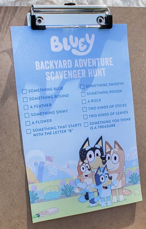 Bluey 7th Birthday Party Ideas, Bluey Scavenger Hunt, Bluey Classroom, February Lesson Plan, Fiesta Bluey, February Lessons, Cool Cartoon Drawings, 7th Birthday Party Ideas, Bluey Party