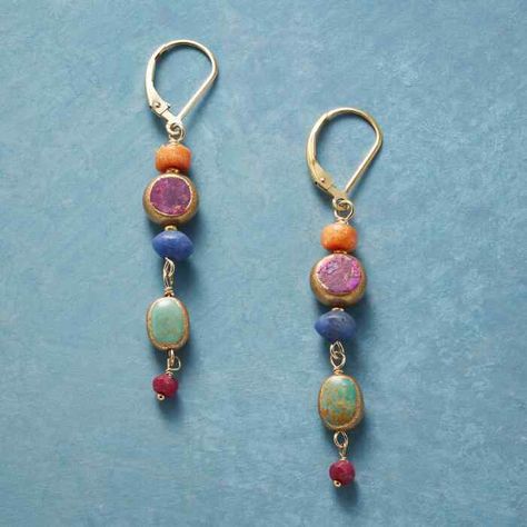 Land Of Lapis Earrings | Sundance Catalog Trillion Earrings, Summer Beads, Ear Art, Colorful Stones, Glass Bead Earrings, Types Of Earrings, Beaded Jewlery, Sundance Catalog, Small Boho