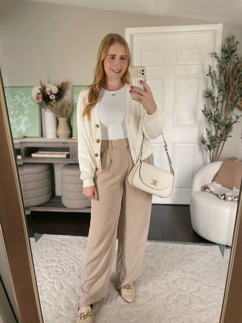 White Pants With Cardigan Outfit, White Cardigan Outfit Work, Beige Cardigan Outfit, White Cardigan Outfit, Dresses And Boots, Shopping At Target, Teacher Outfit Ideas, Teacher Outfits Fall, Satin Slip Skirt