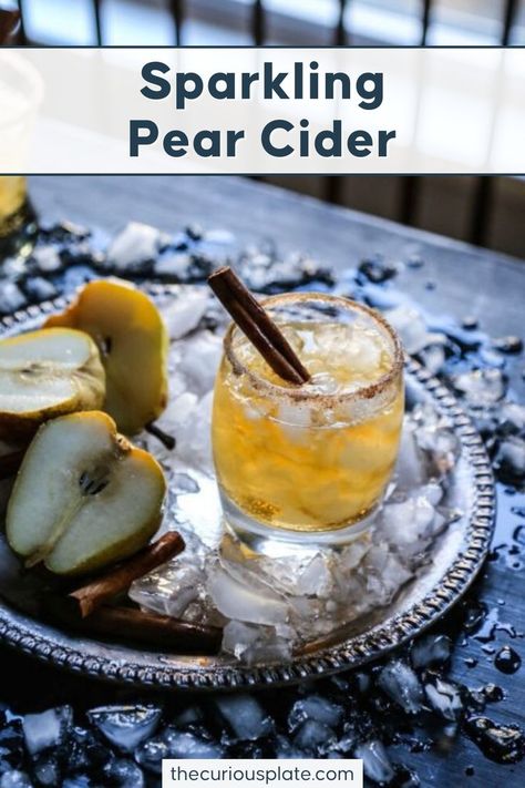 Sparkling Pear Cider is a delightful and refreshing drink that is perfect to make during the holidays. Made with Harry & David Royal Riviera Pears and sparkling pear cider, it will make the holidays feel like a breeze! Pop over to my site for the recipe! | alcoholic drinks | cider cocktails | fall drinks | Cider Cocktails Fall, Pear Cider Recipe, Cider Cocktail Recipes, Cider Cocktail, Festive Holiday Cocktails, Pear Cider, Hearty Dinner Recipes, Cider Cocktails, Flavorful Vegetables