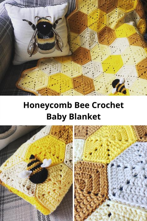 Honeycomb Bee Crochet Baby Blanket Honeycomb Bee Crochet Blanket, Honey Comb Crochet Baby Blanket Pattern, Crochet Hexagon Bee Blanket, Crochet Honeycomb Blanket Free, Honey Comb Blanket Crochet, Crochet Bee Baby Blanket, Yarn Bee Fleece Lite Crochet Patterns, Bumble Bee Crochet Blanket, Honeycomb Crochet Pattern