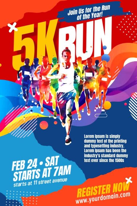 Red Joyful 5k Run Poster Flyer Template Poste | PosterMyWall Fun Run Poster Design, Fun Run Poster, Marathon Poster, Kids Triathlon, Marathon Posters, 5k Run, Kindle Book Cover, Running 5k, Campaign Posters