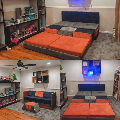 Nugget Bed Idea, Nugget Couch Movie Night, 3 Nugget Couch Builds, 3 Nugget Builds, Nugget Fort, Fun Playroom Ideas, Nugget Comfort, Nugget Builds, Nugget Ideas